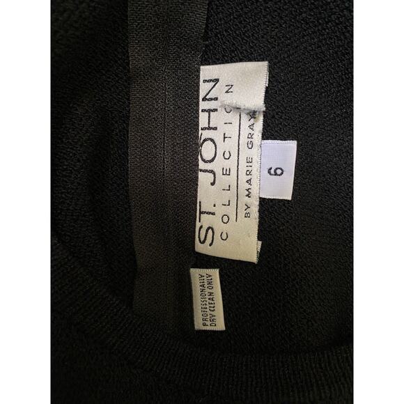 VTG St John Santana Knit Black Dress Long sleeve Crew Neck S line Mini T… - Picture 6 of 6